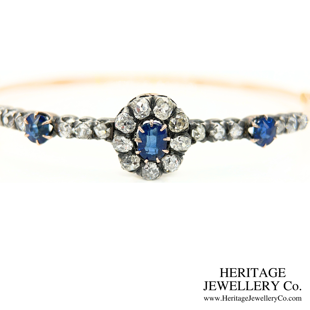 Antique Sapphire & Diamond Bangle (18ct Gold)