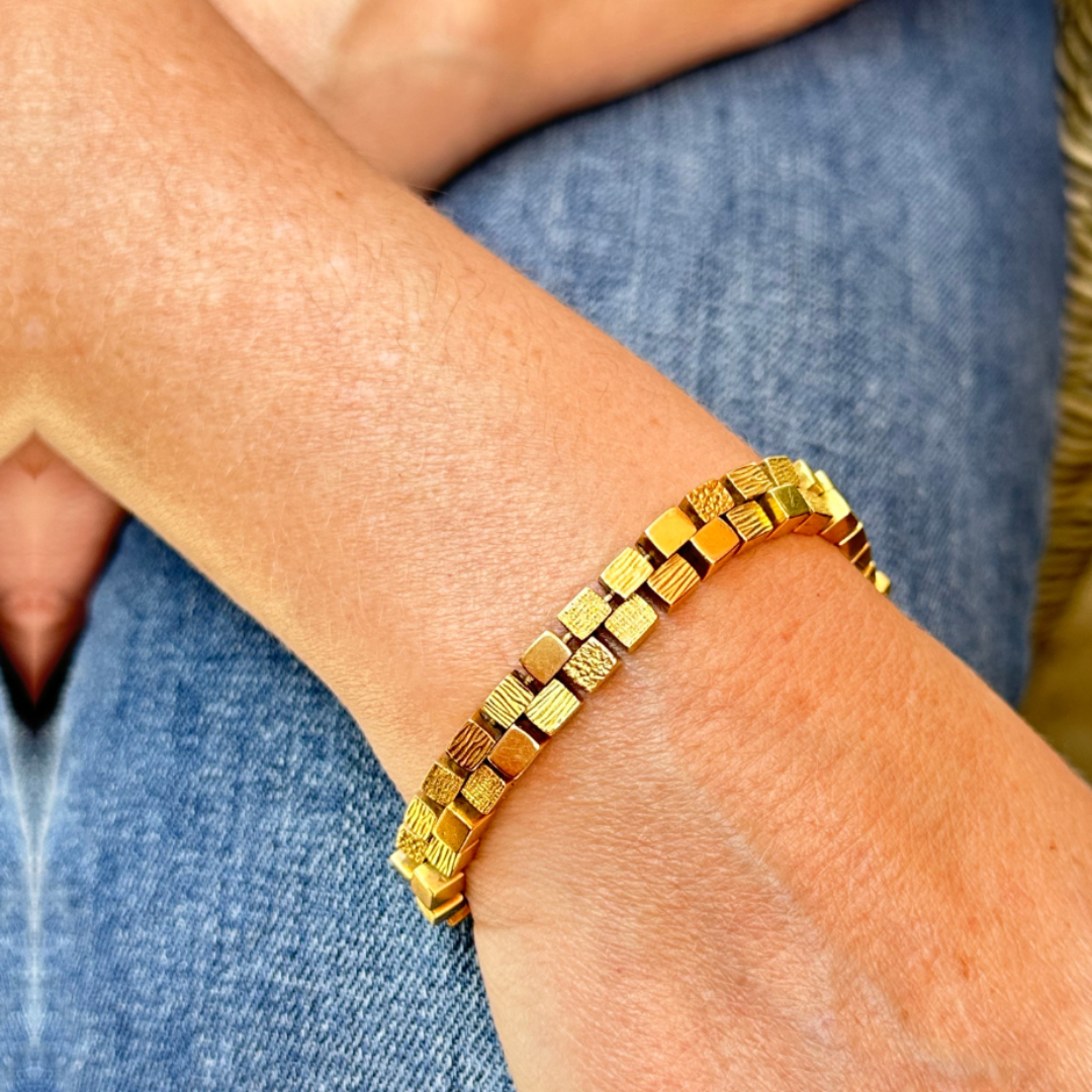 Georges Lenfant for Mauboussin Gold "Cubes" Bracelet