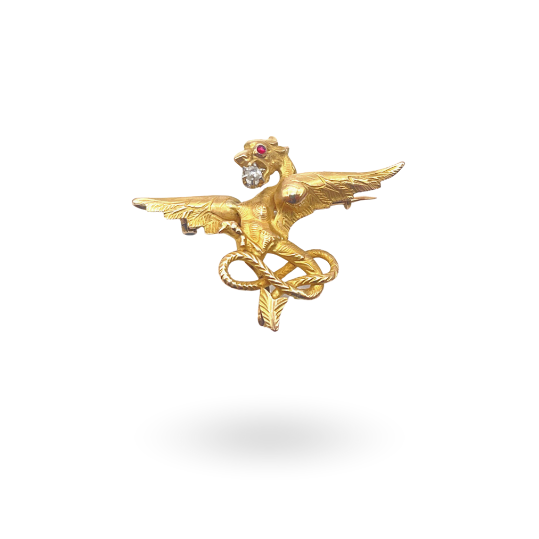 Antique Diamond-set Chimera Brooch / Pendant