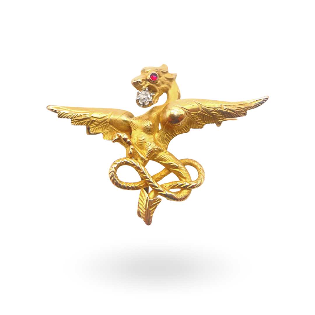 Antique Diamond-set Chimera Brooch / Pendant