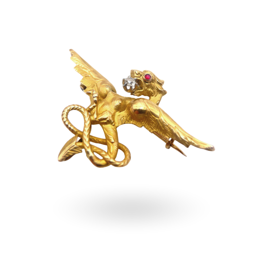 Antique Diamond-set Chimera Brooch / Pendant
