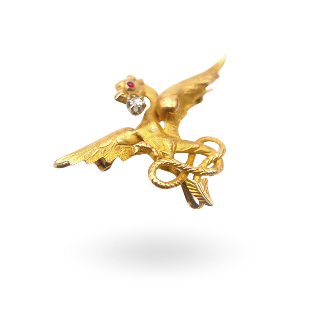 Antique Diamond-set Chimera Brooch / Pendant