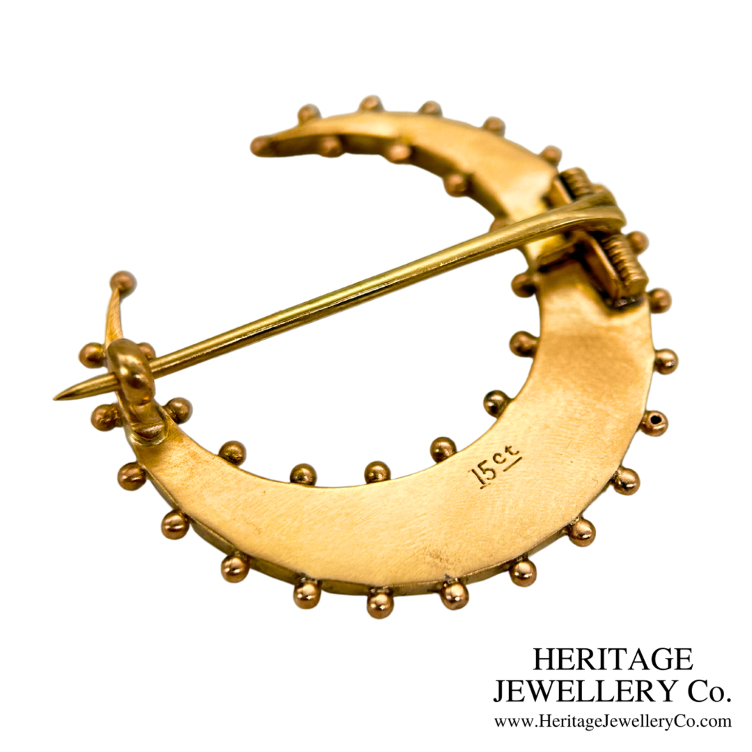Victorian 15ct Gold Crescent Brooch