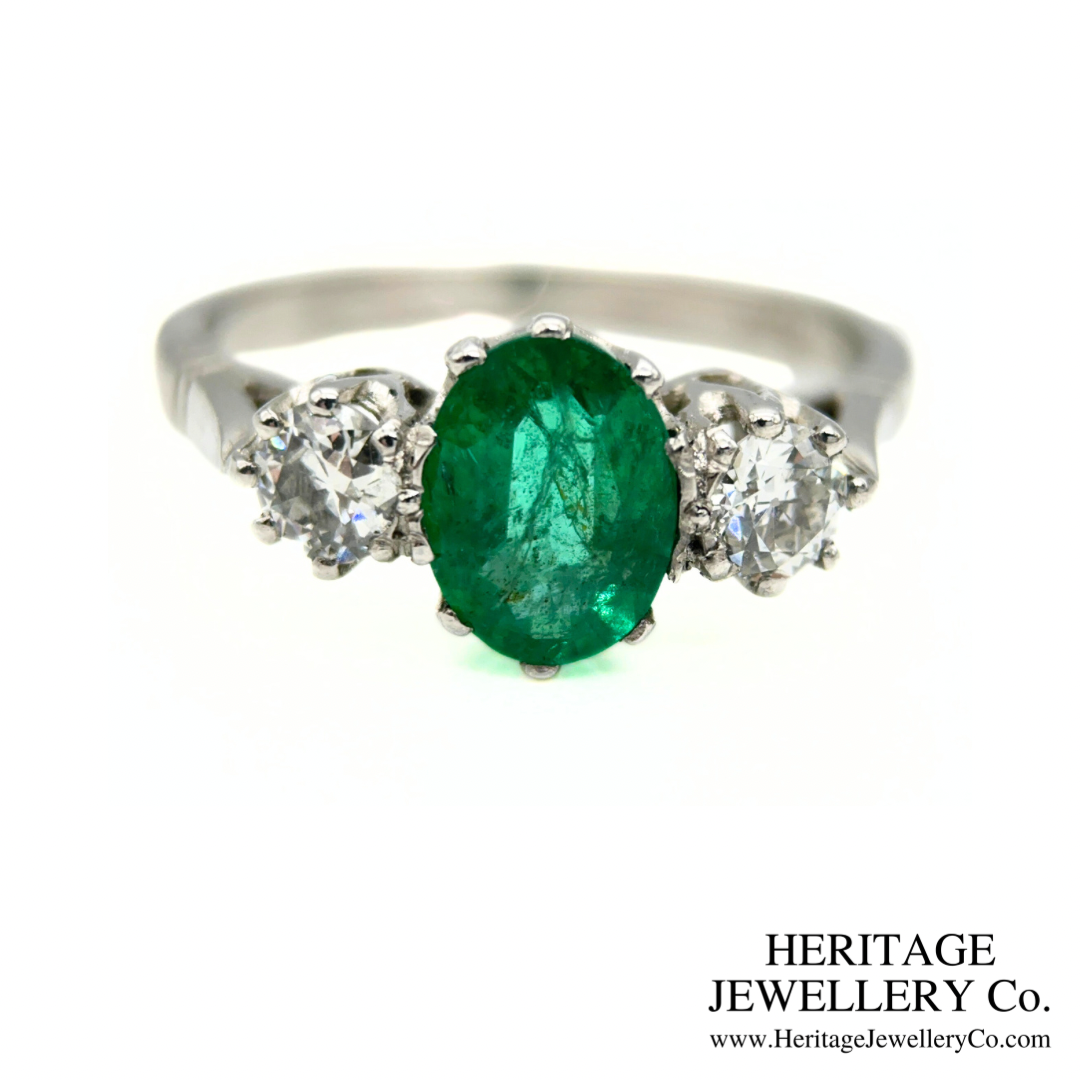 Emerald and Diamond 3-Stone Ring