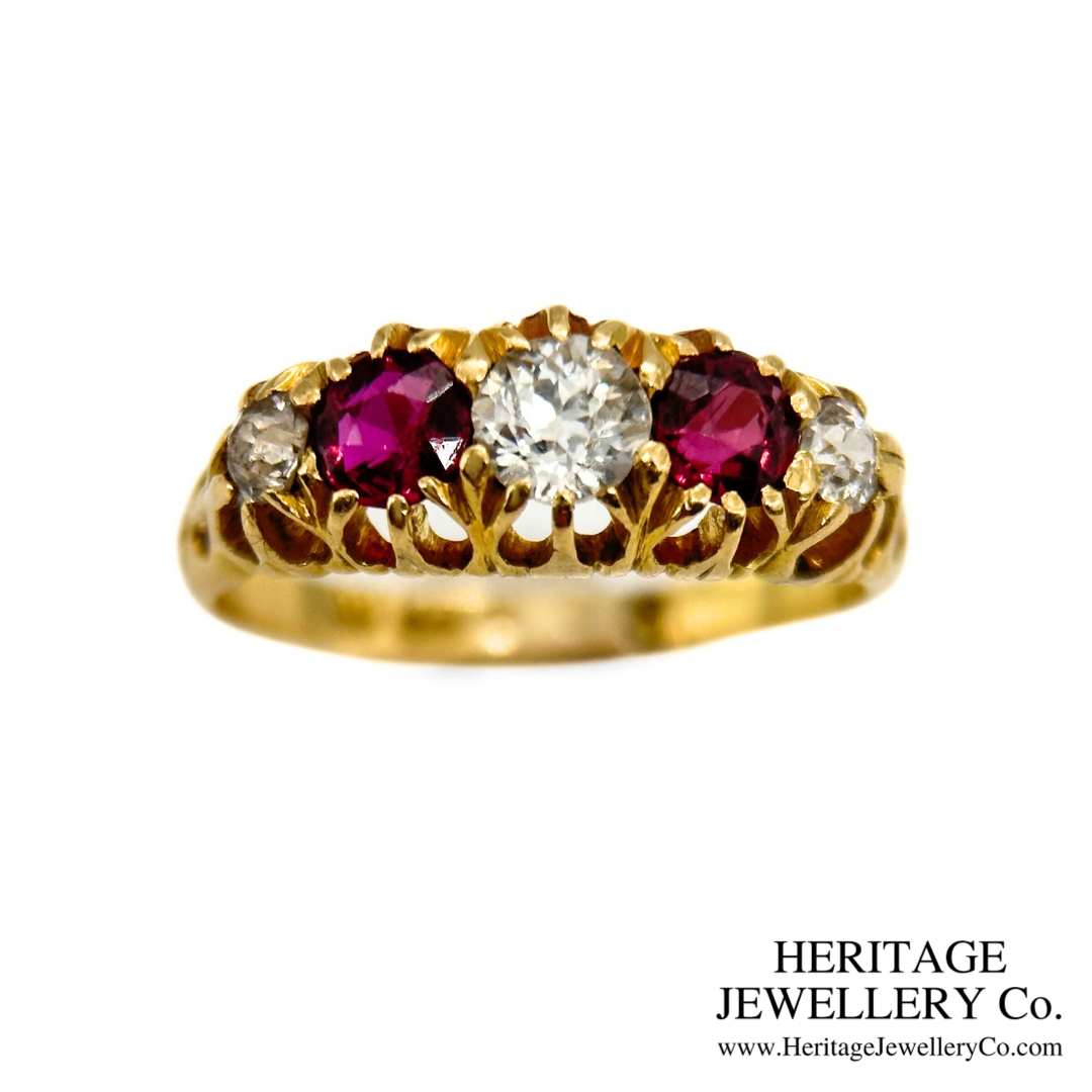 Victorian Ruby and Diamond 5-Stone Ring (c.1897)