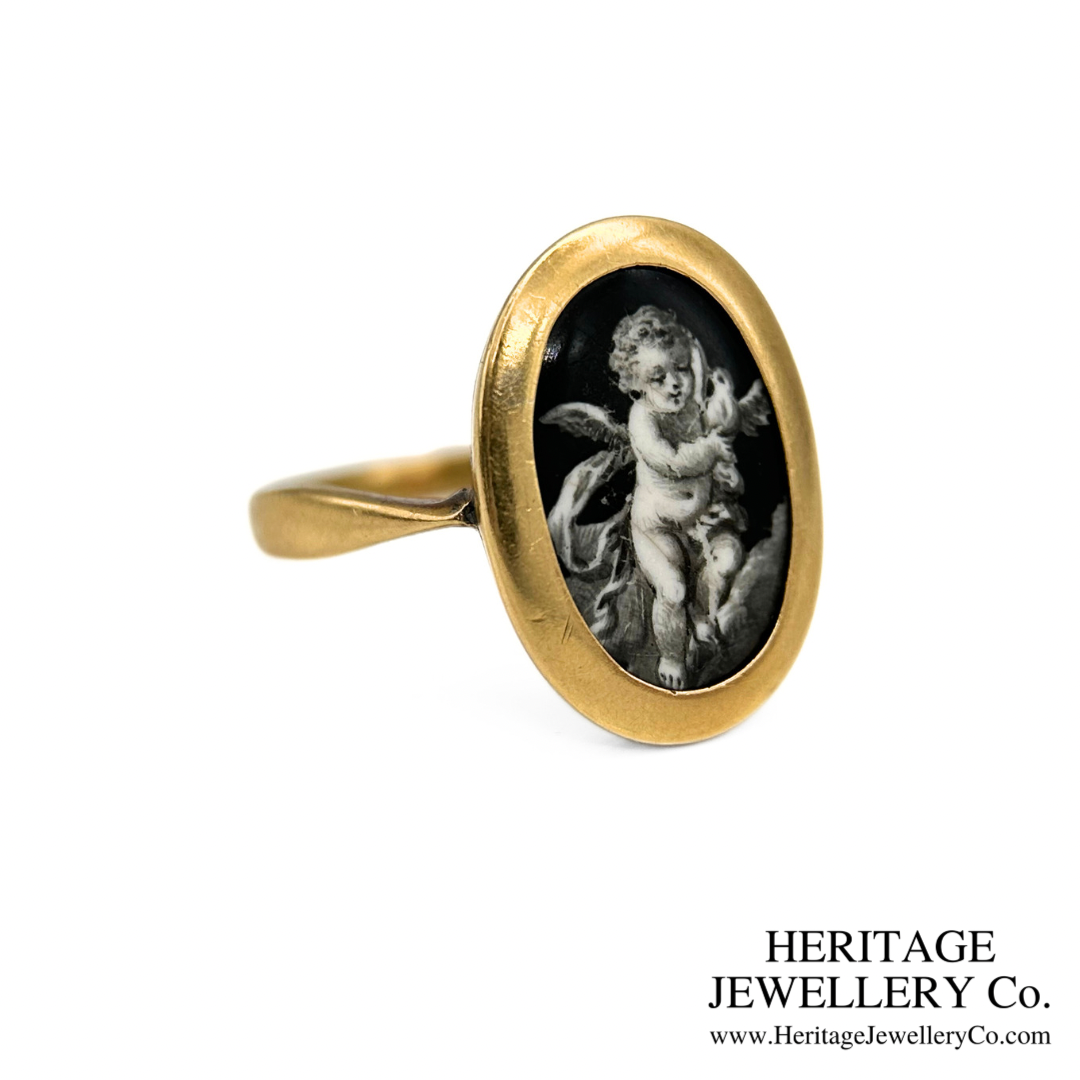 Victorian Gold Enamel Cherub Ring