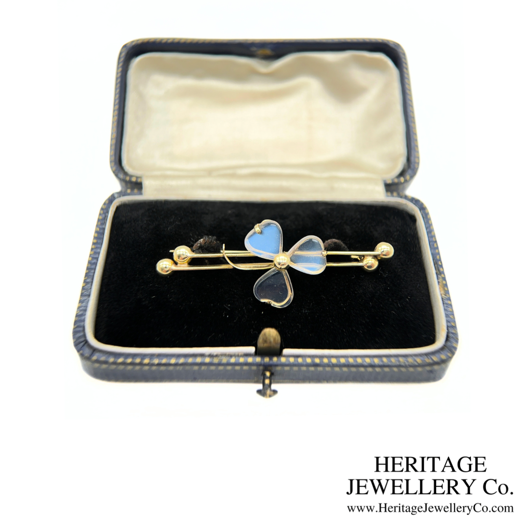 Antique Rock Crystal Shamrock Brooch