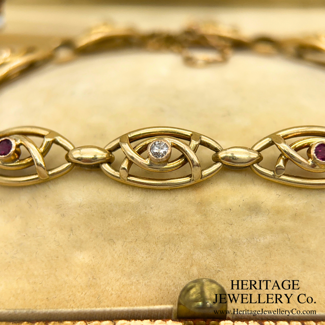 Art Nouveau Ruby & Diamond Bracelet