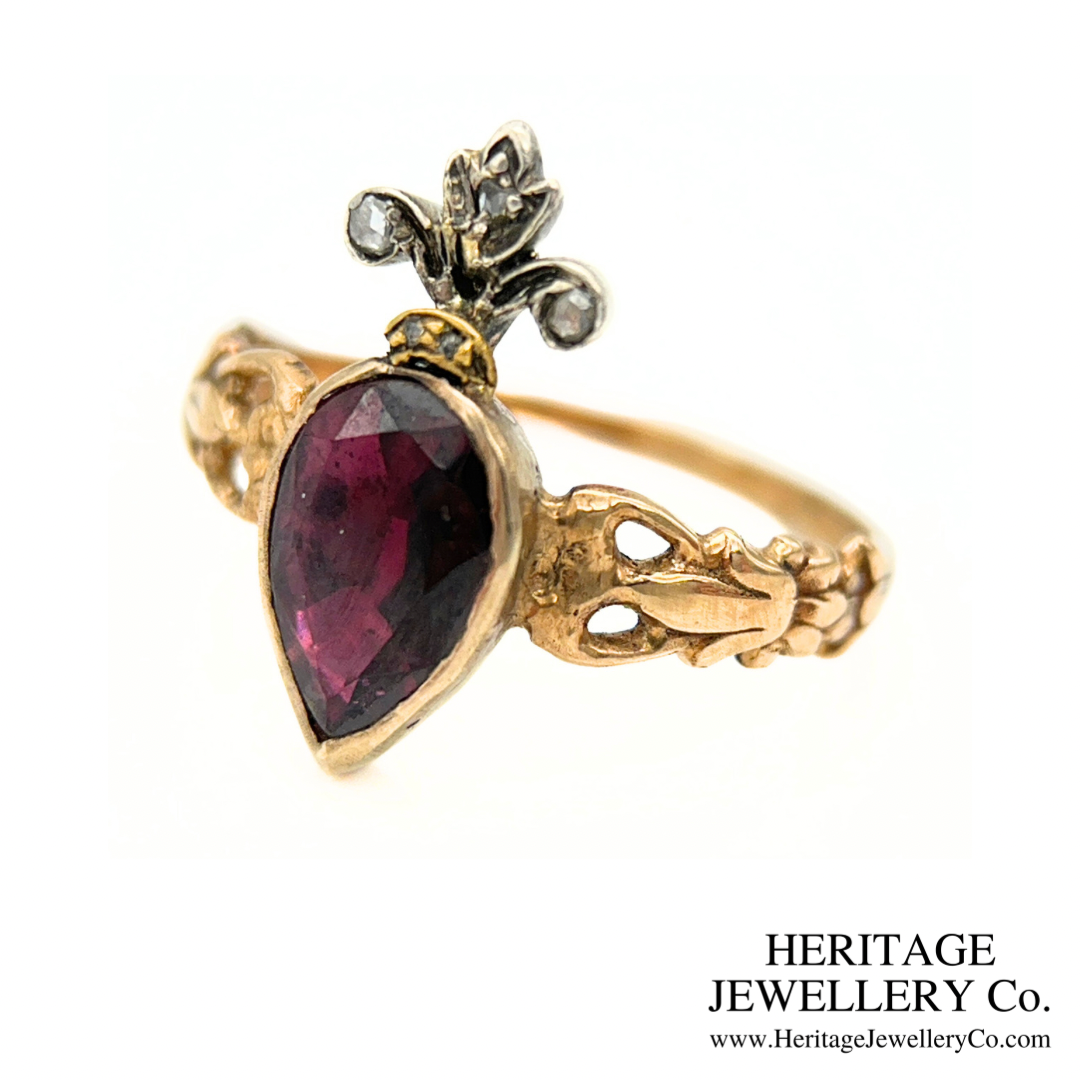 Georgian Garnet and Diamond Duchesse Ring