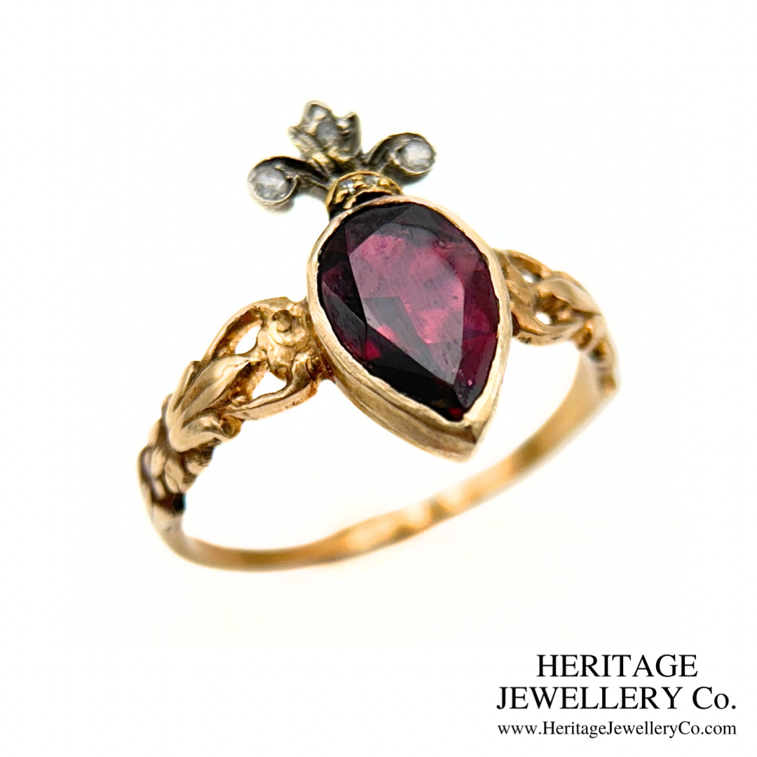Georgian Garnet and Diamond Duchesse Ring