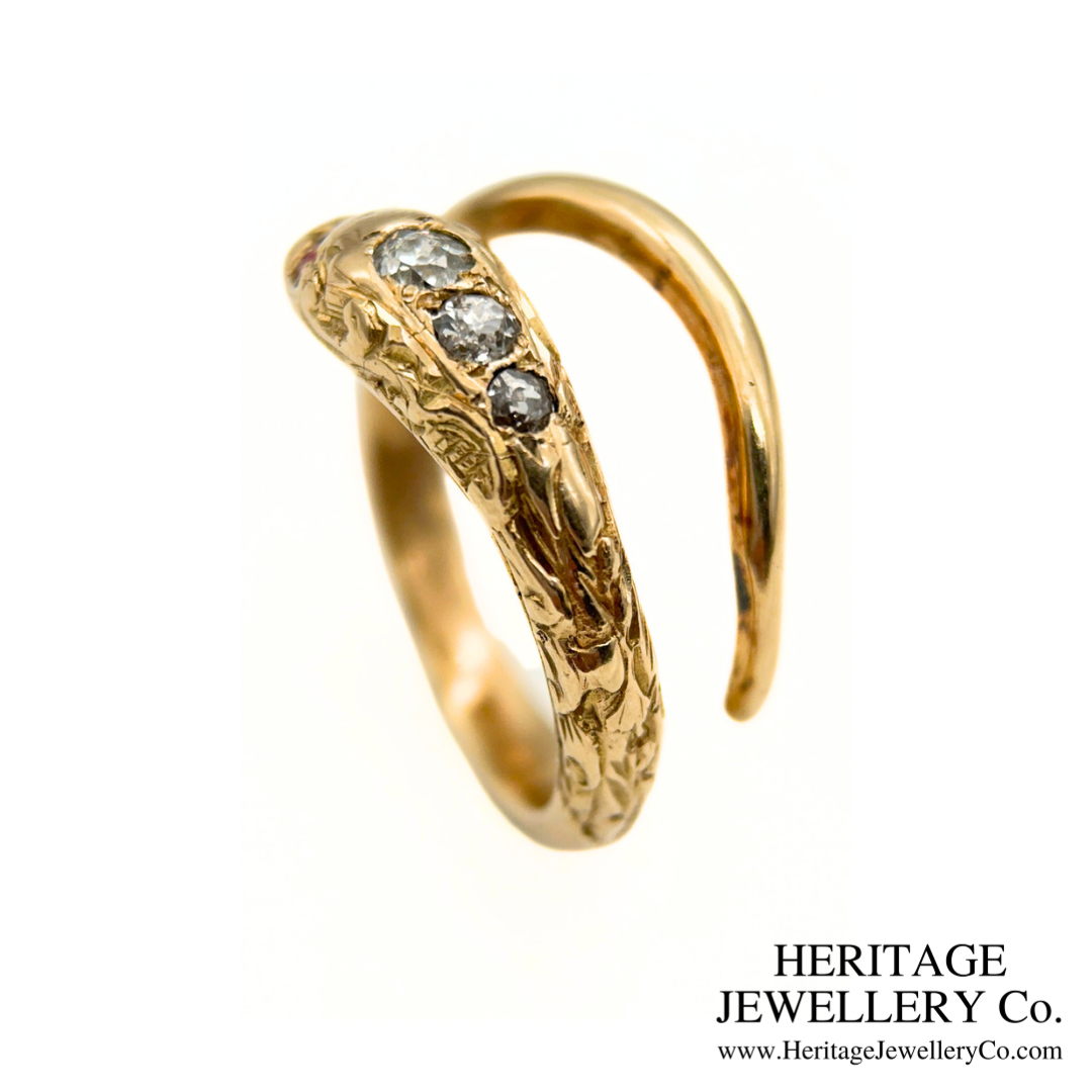 RESERVED - Antique Ruby and Diamond Snake Ring