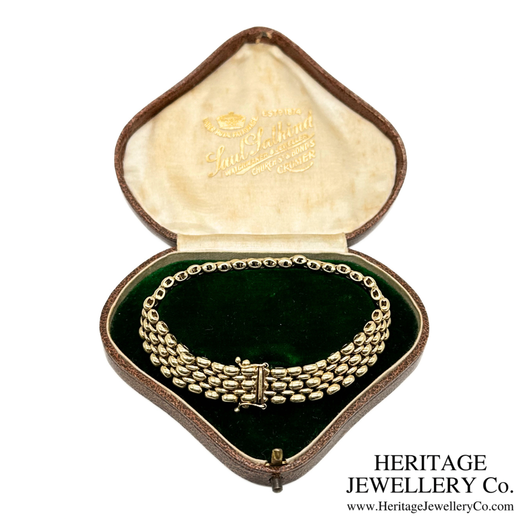 Vintage Gold Brick-Link Bracelet