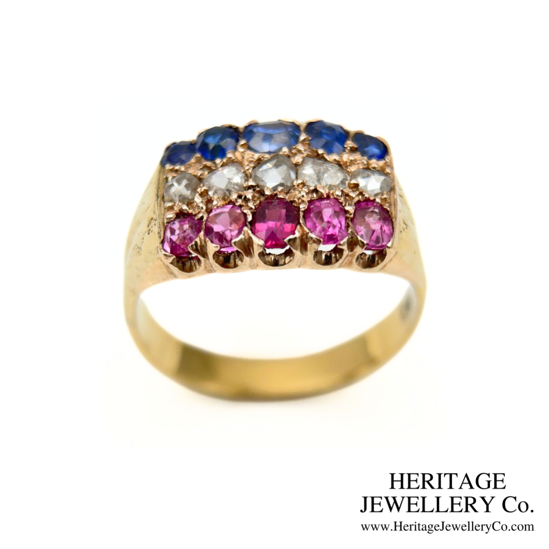 Victorian Ruby, Diamond and Sapphire Ring