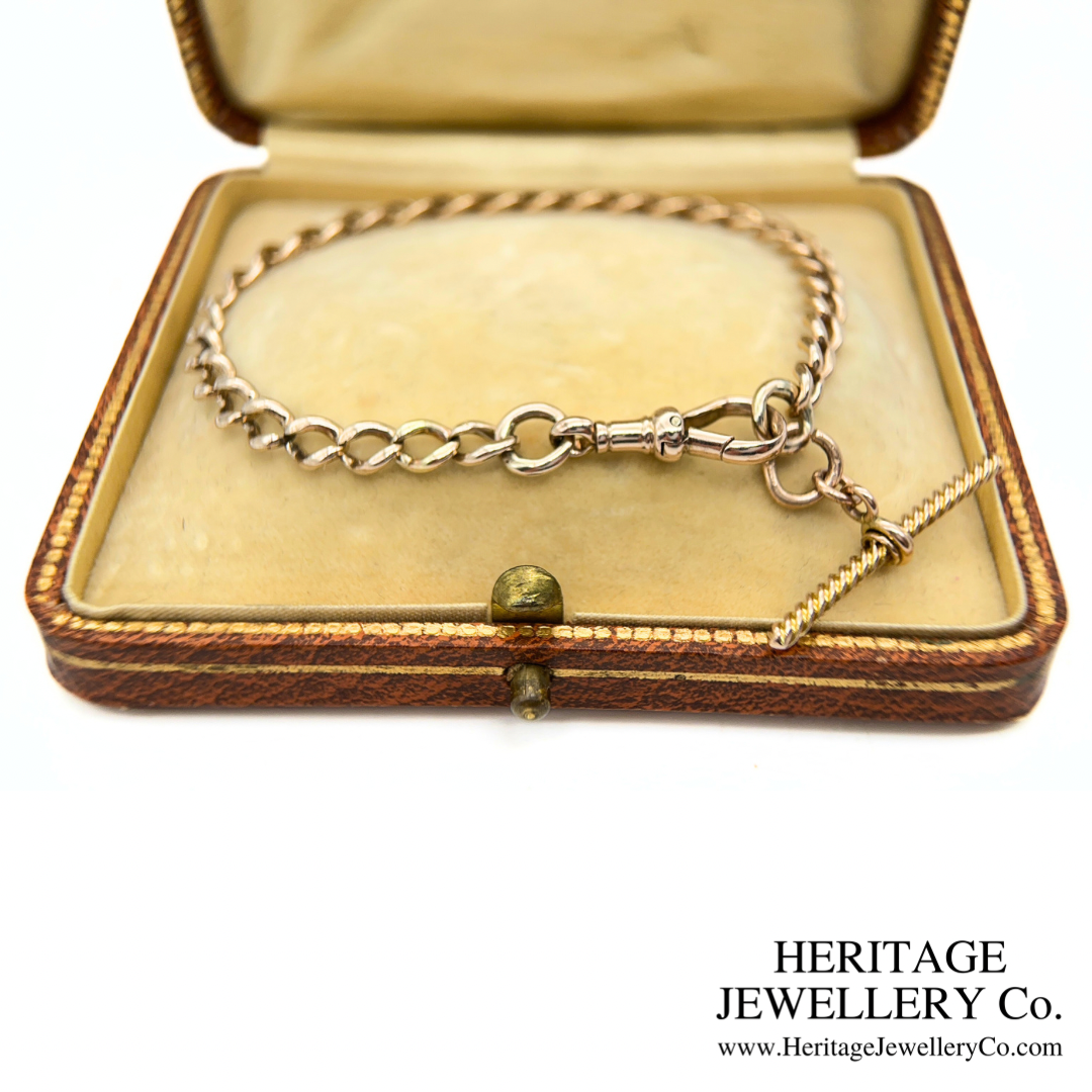Antique Gold Curb Bracelet & Fancy T-Bar