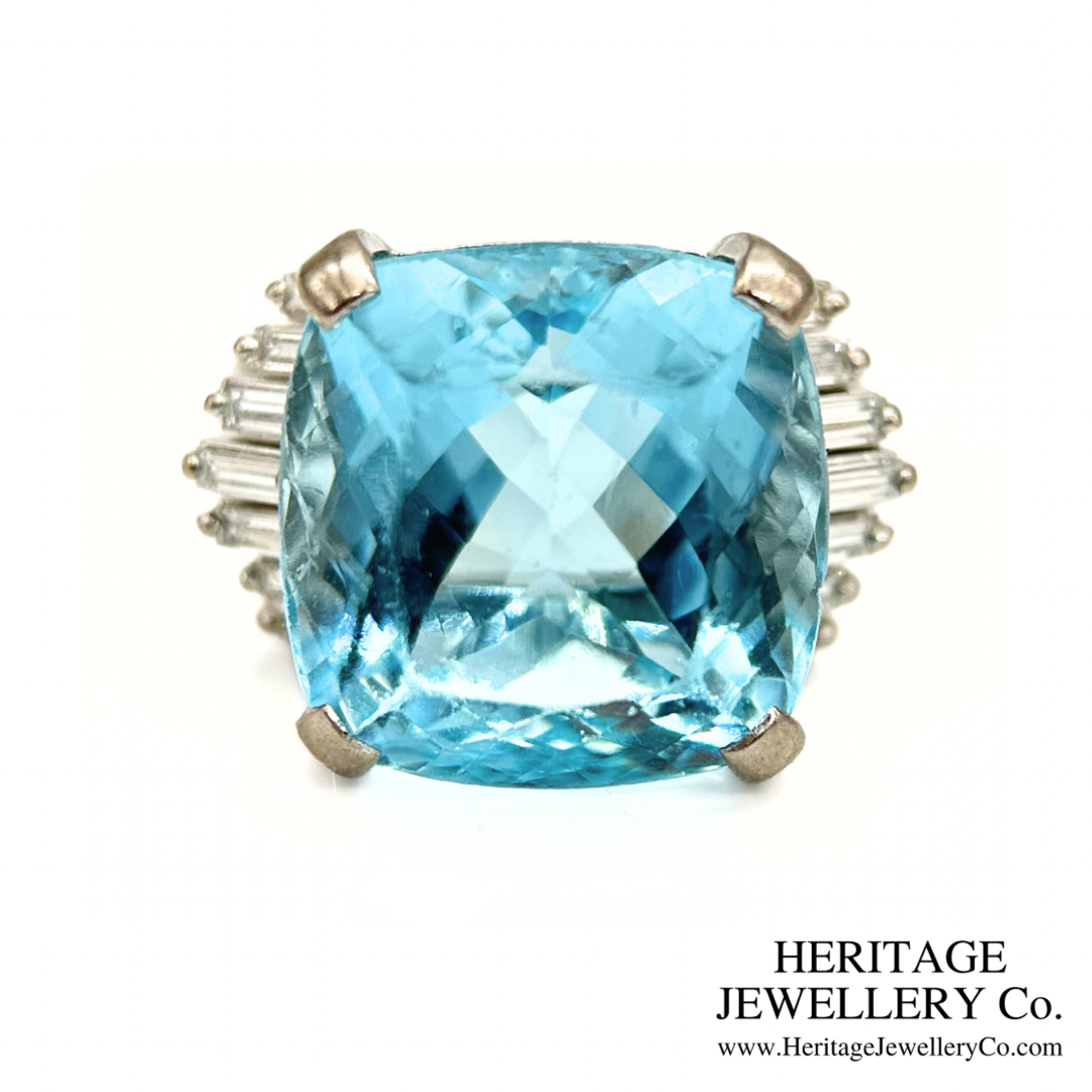 Fine Aquamarine & Diamond Cocktail Ring