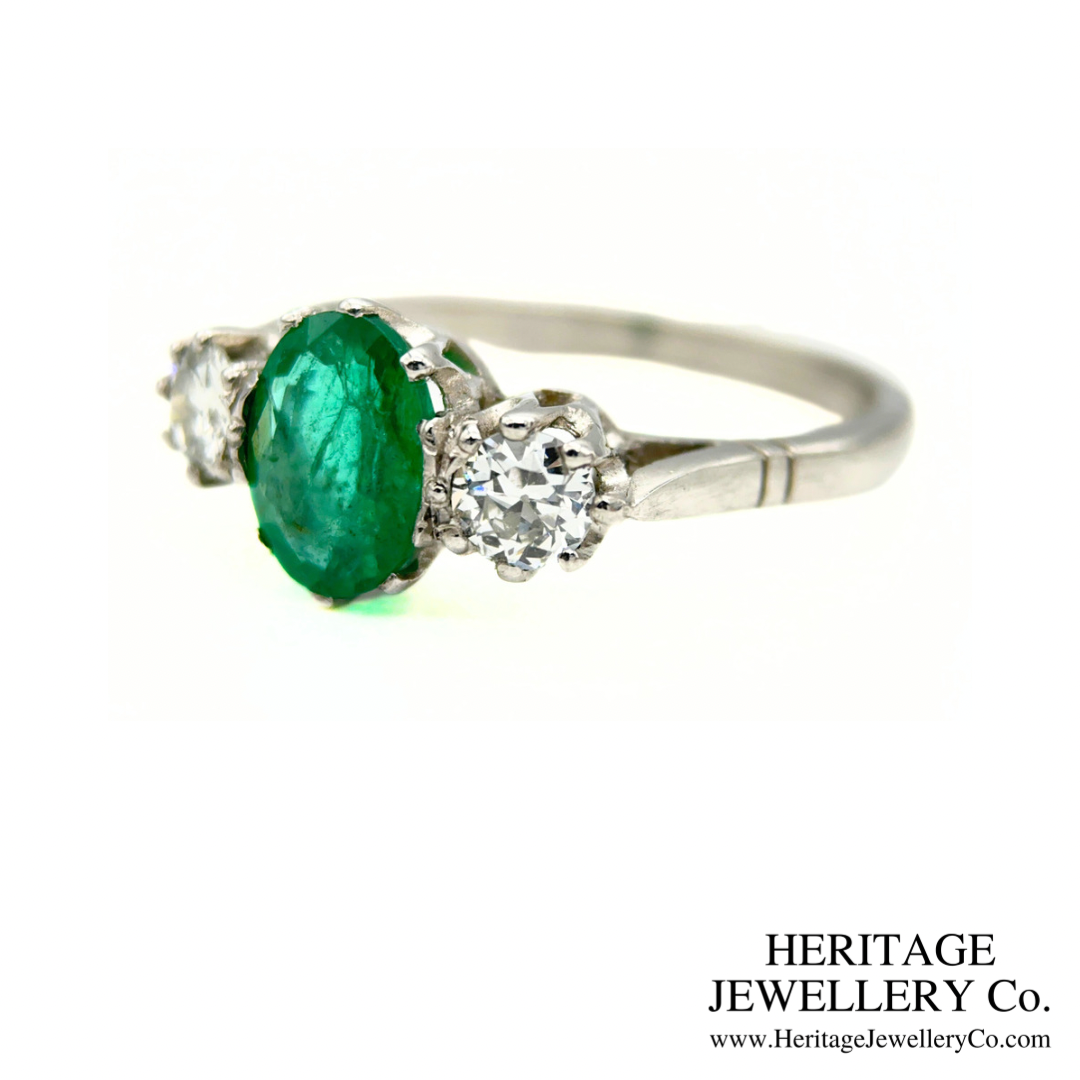 Emerald and Diamond 3-Stone Ring