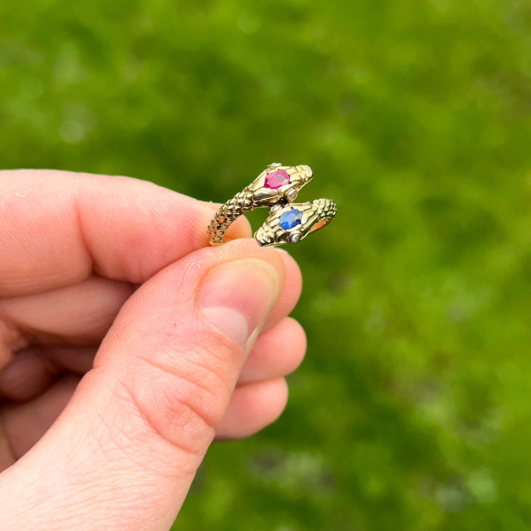 Antique Ruby & Sapphire Snake Ring