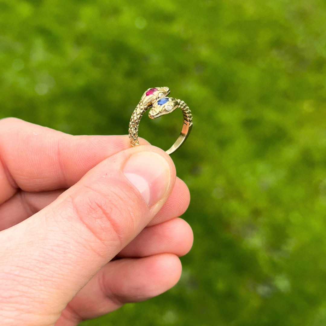 Antique Ruby & Sapphire Snake Ring