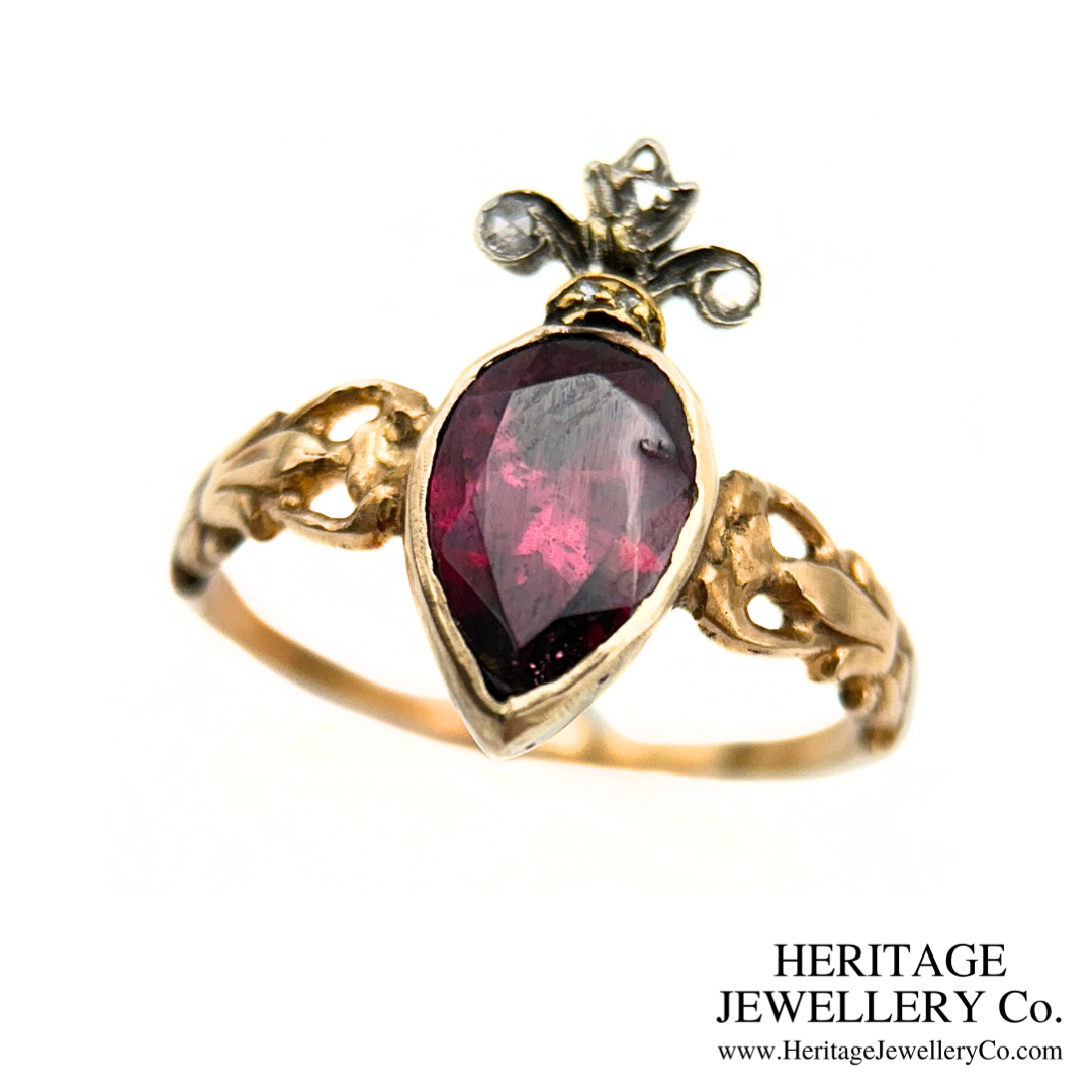 Georgian Garnet and Diamond Duchesse Ring
