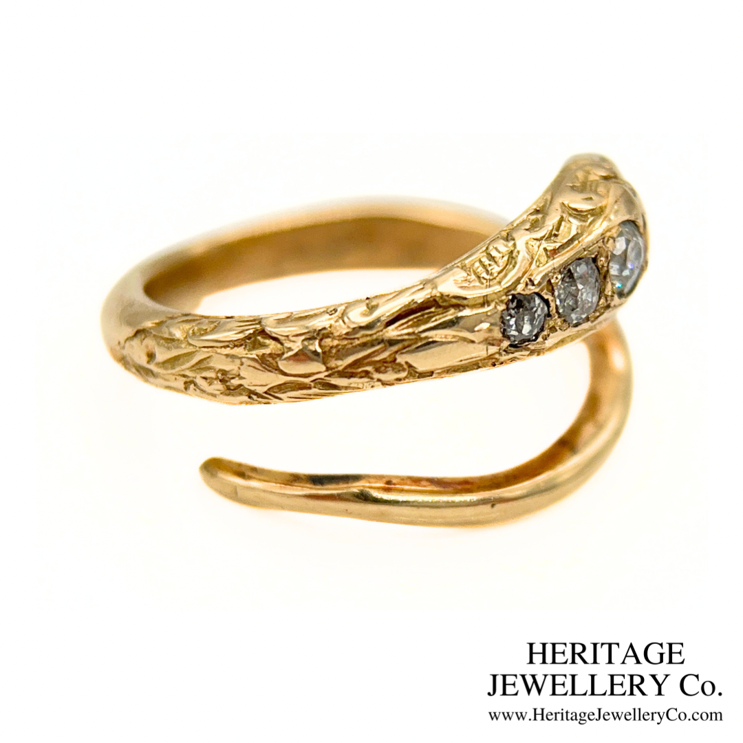 RESERVED - Antique Ruby and Diamond Snake Ring