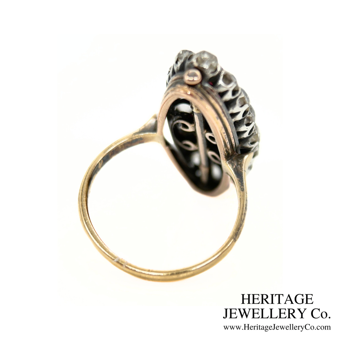 Antique Cabochon Ruby and Diamond Ring