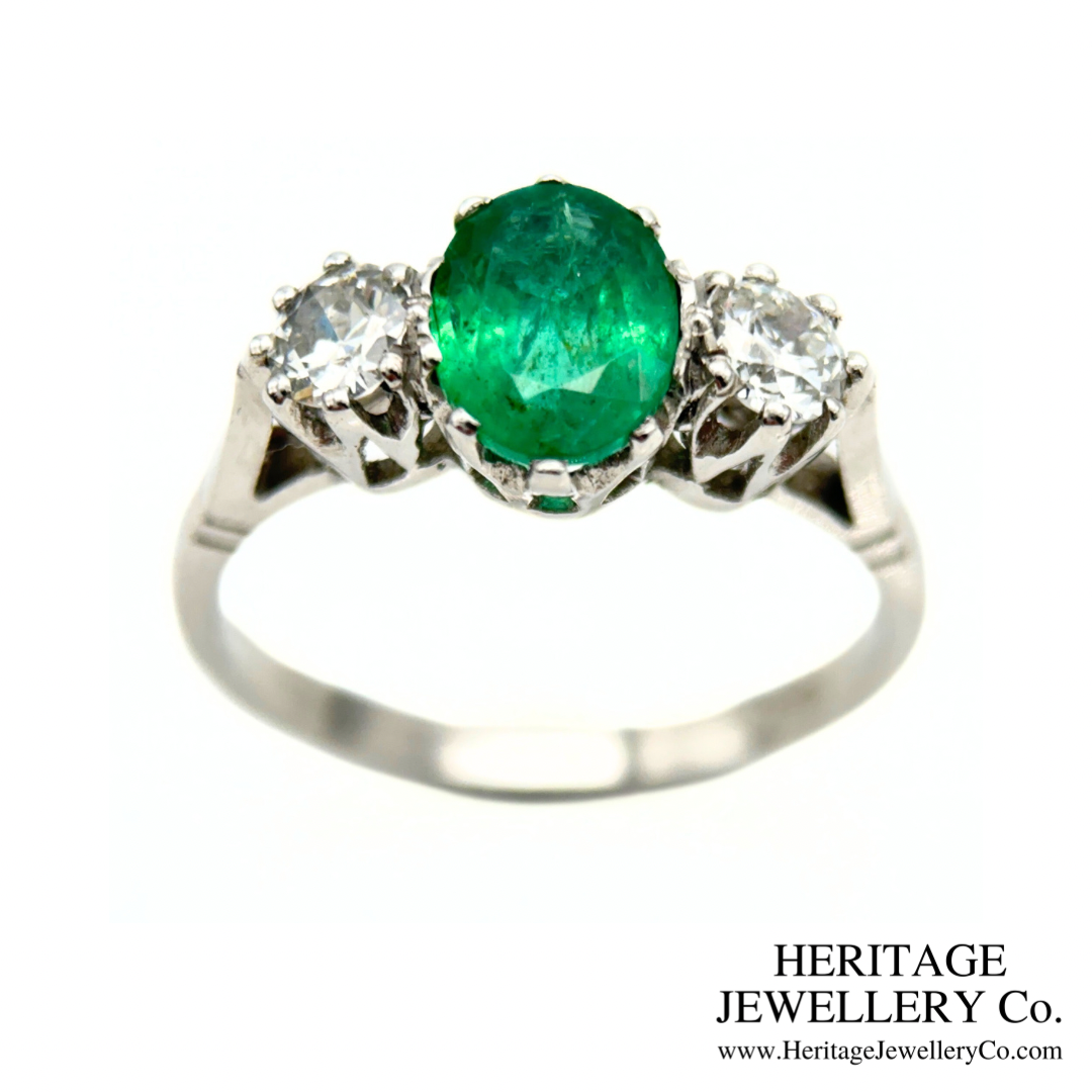 Emerald and Diamond 3-Stone Ring