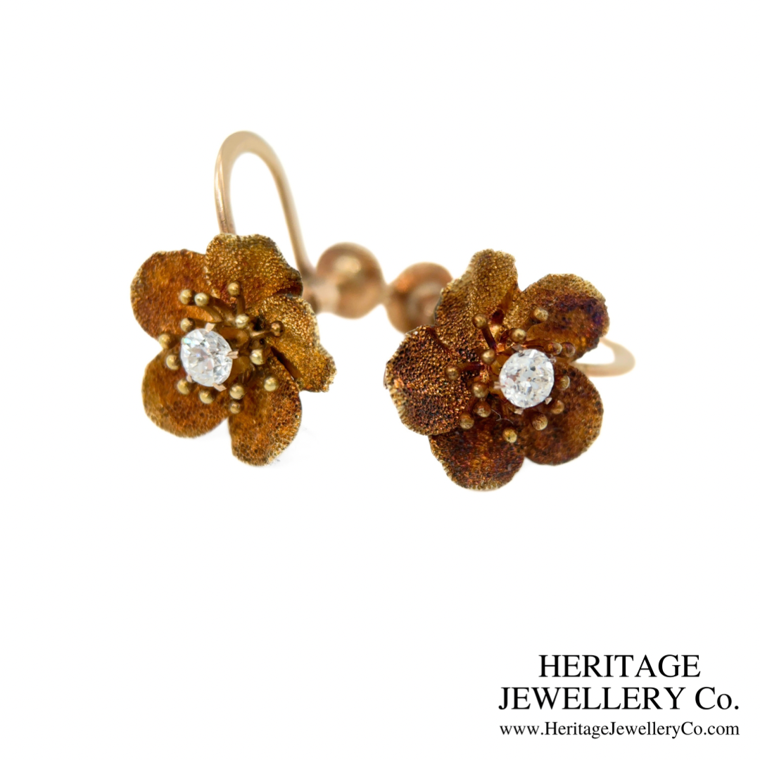 Victorian Diamond Flower Earclips