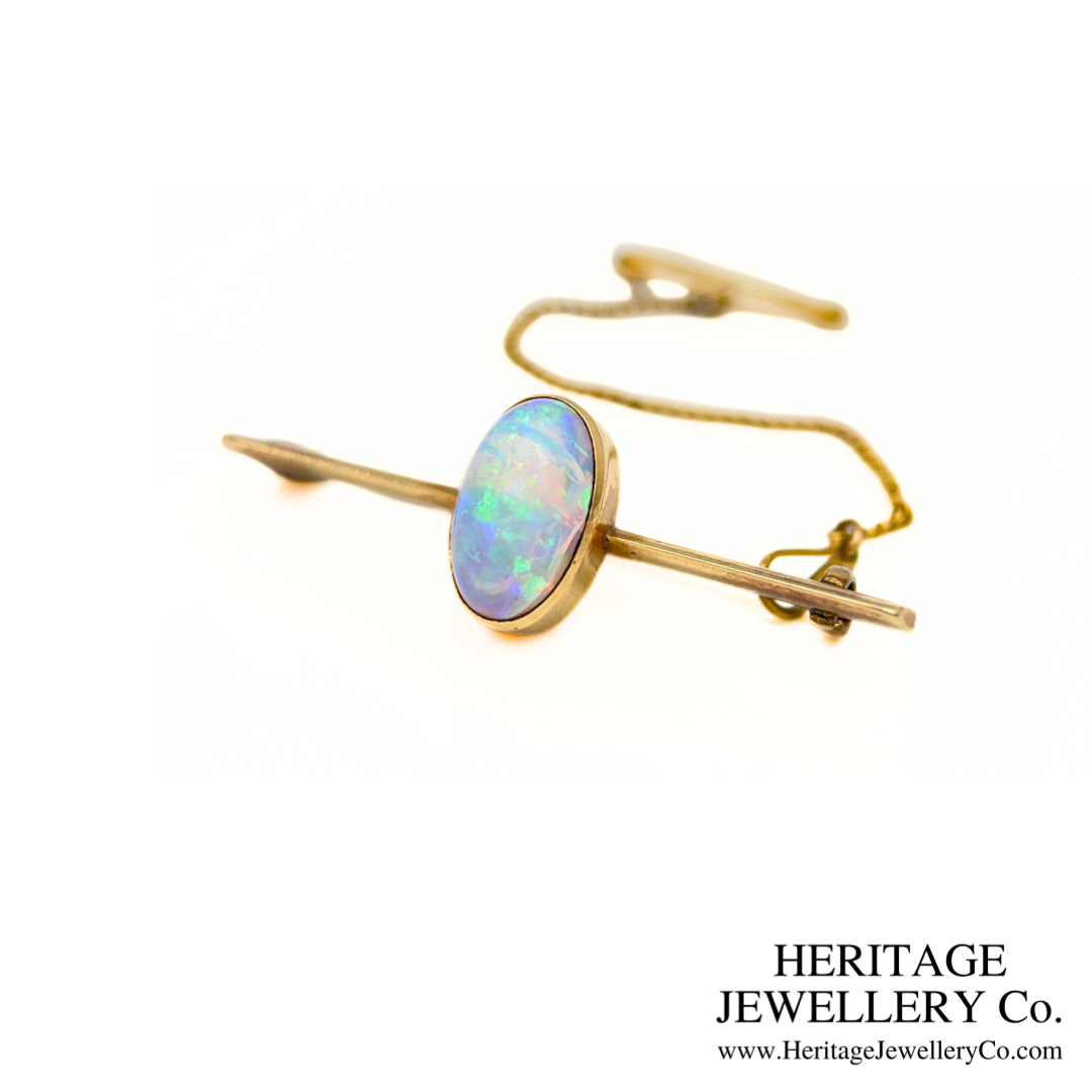 Antique Opal Bar Brooch (9ct Gold)