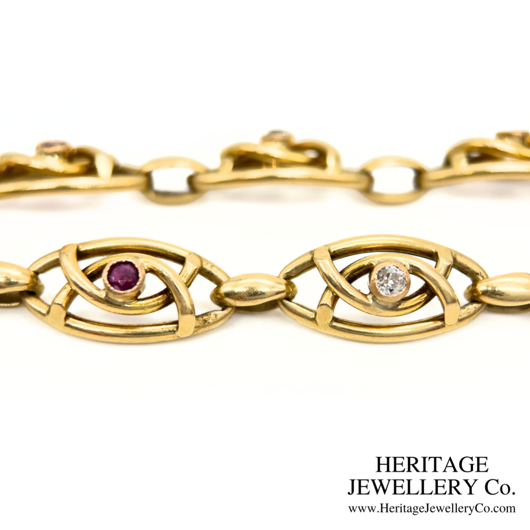 Art Nouveau Ruby & Diamond Bracelet