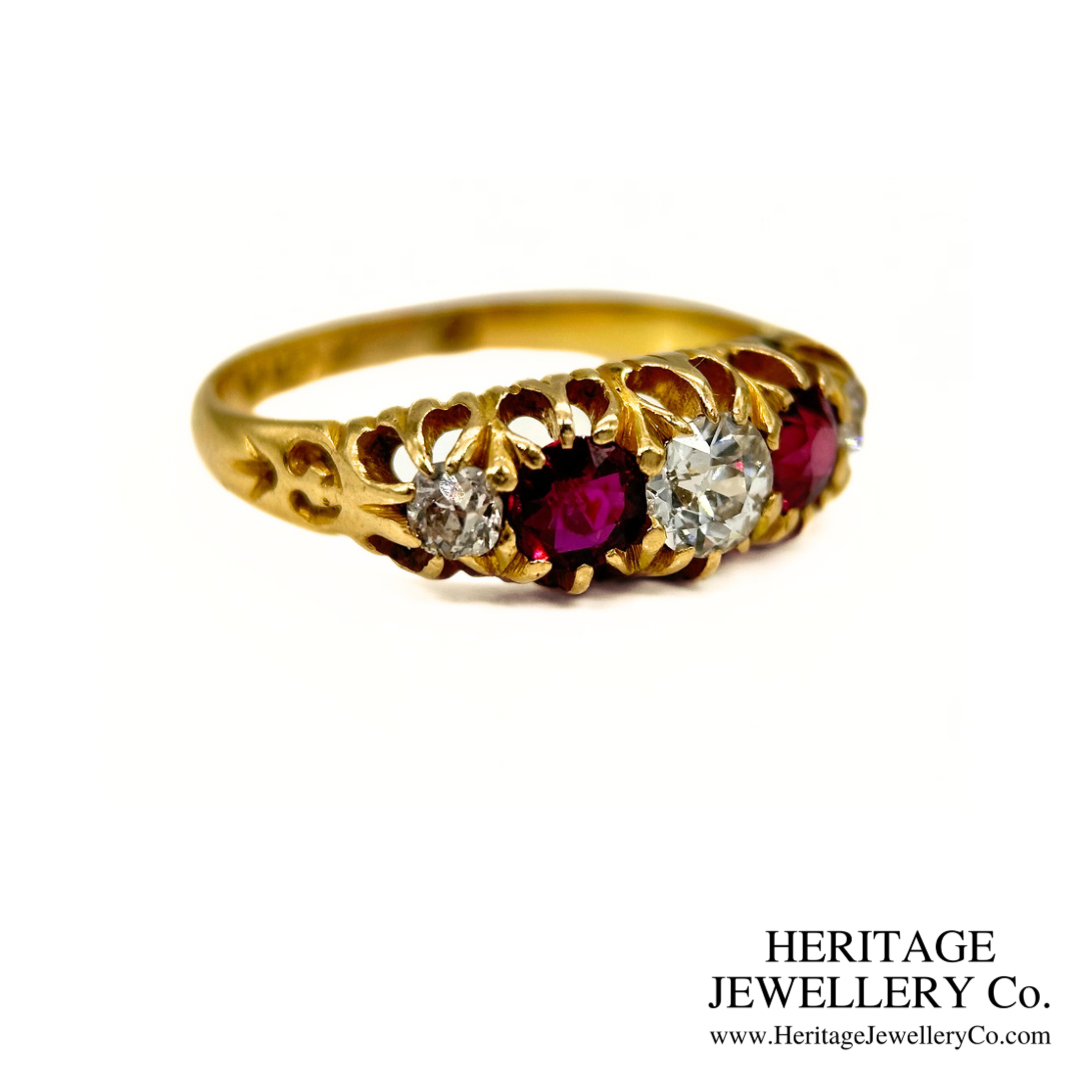 Victorian Ruby and Diamond 5-Stone Ring (c.1897)
