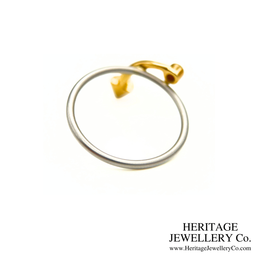 Platinum and Gold Diamond Arrow Ring