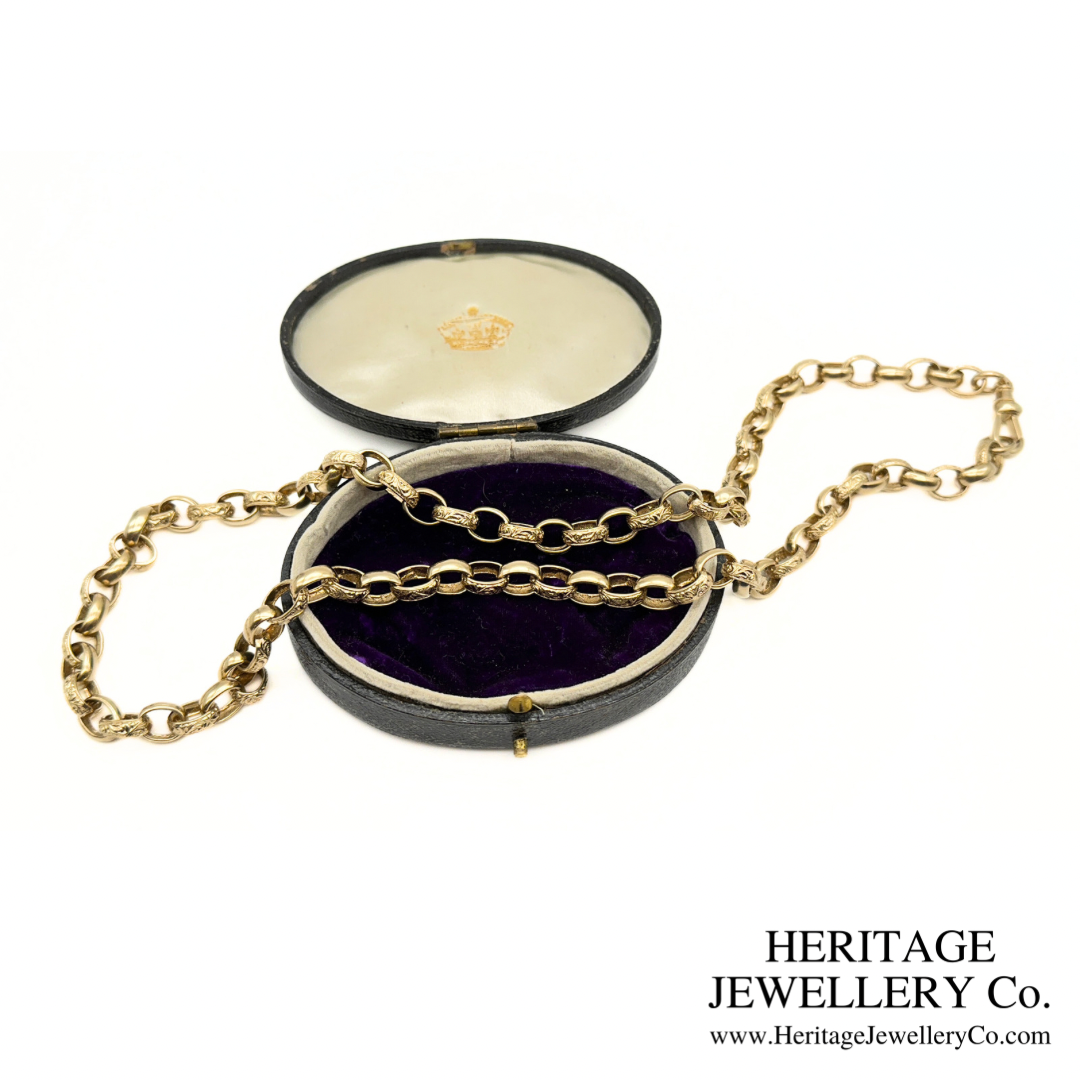 Antique Engraved Gold Link Chain