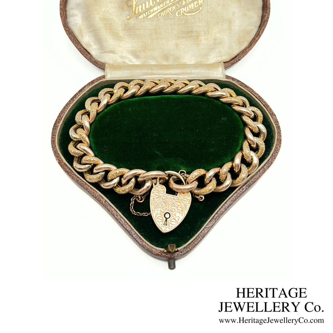 Antique "Night and Day" Gold Curb Bracelet