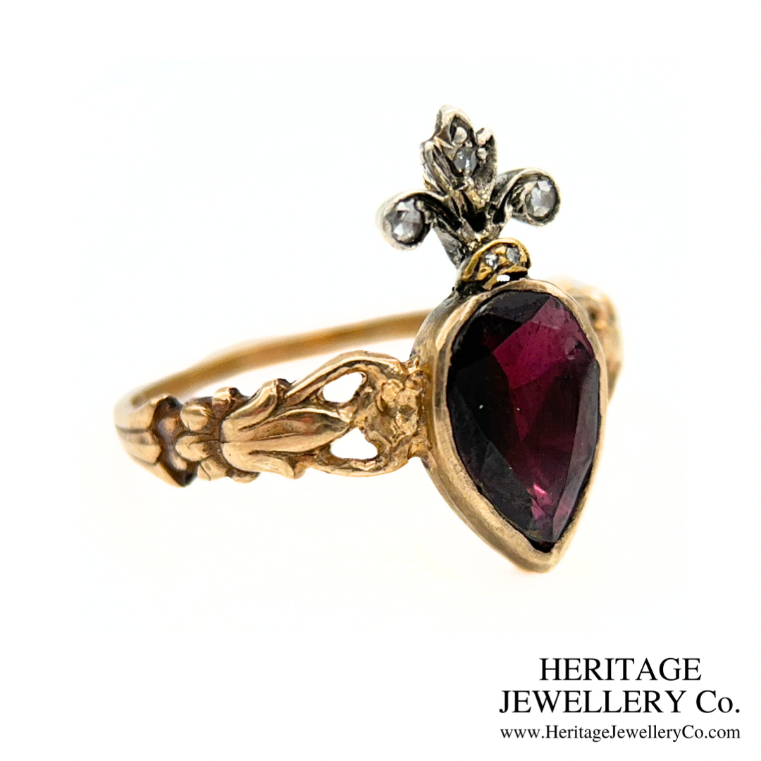 Georgian Garnet and Diamond Duchesse Ring