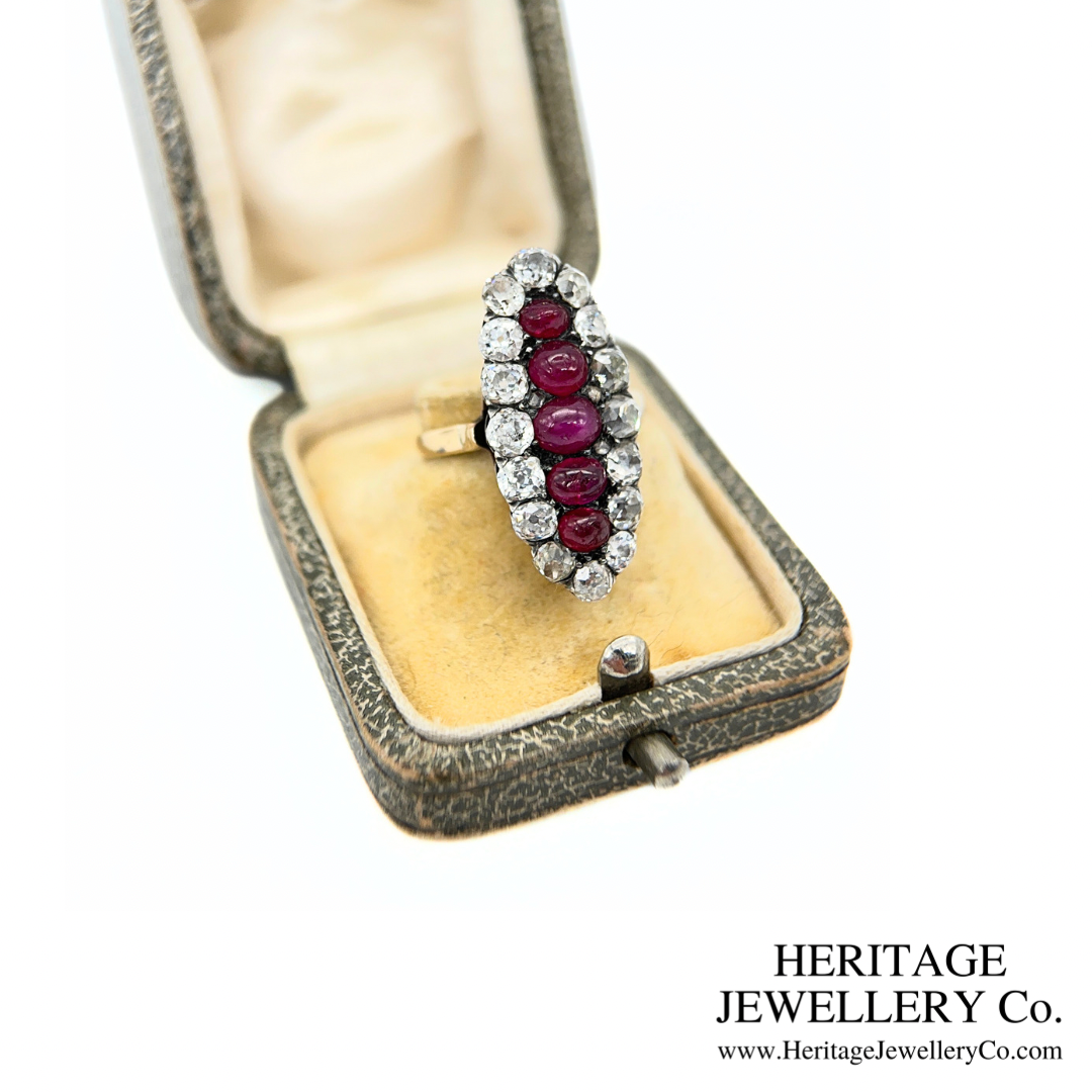 Antique Cabochon Ruby and Diamond Ring