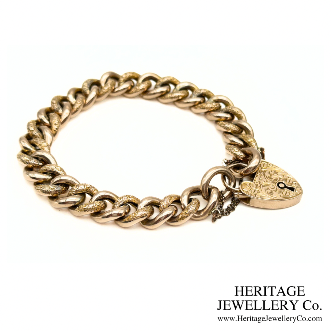 Antique "Night and Day" Gold Curb Bracelet