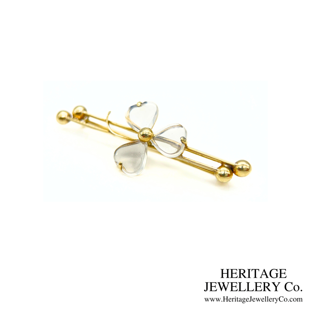 Antique Rock Crystal Shamrock Brooch