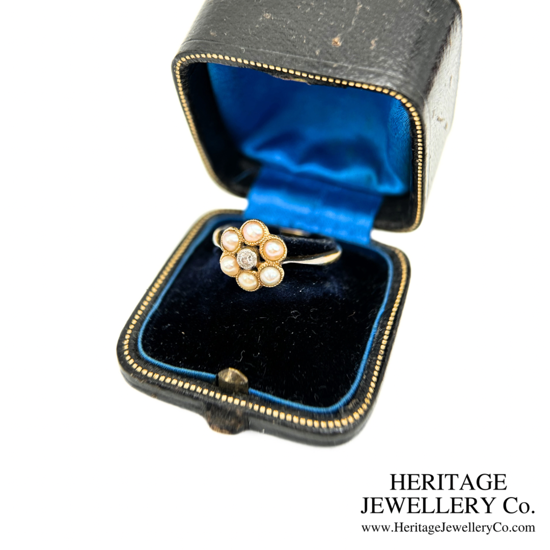 Antique Pearl & Diamond Cluster Ring