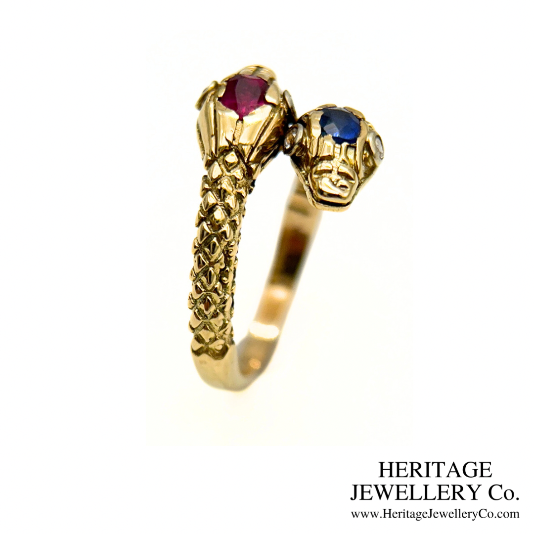 Antique Ruby & Sapphire Snake Ring