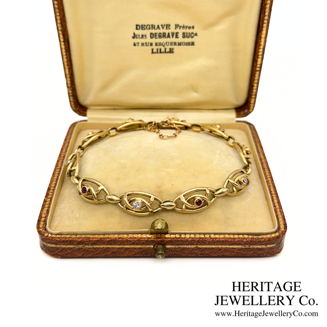Art Nouveau Ruby & Diamond Bracelet