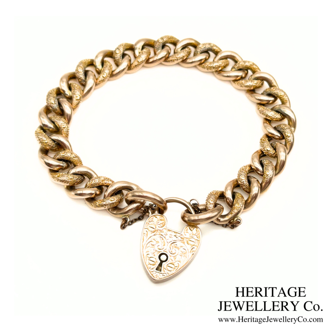 Antique "Night and Day" Gold Curb Bracelet