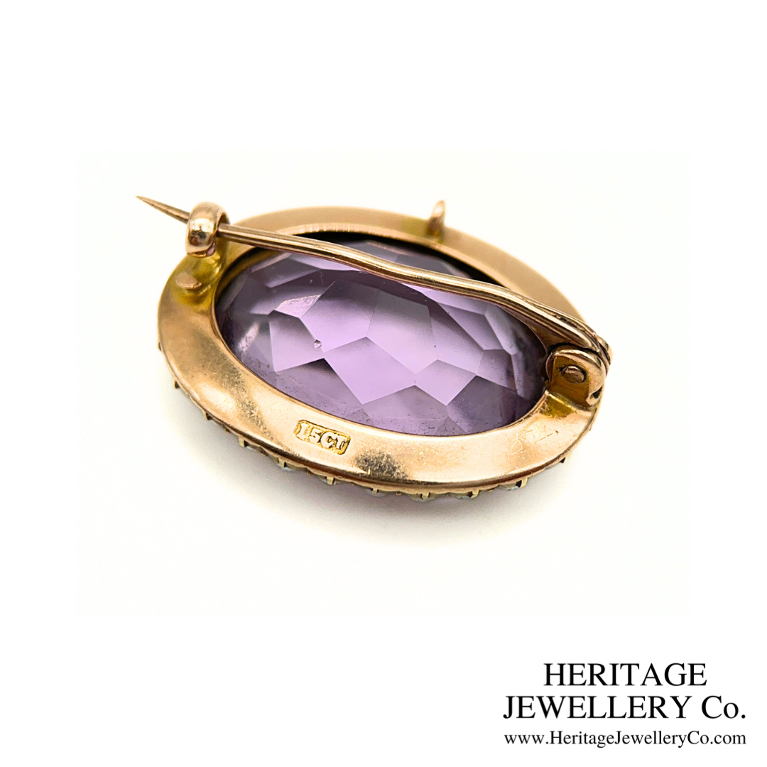 Victorian Amethyst and Pearl Brooch
