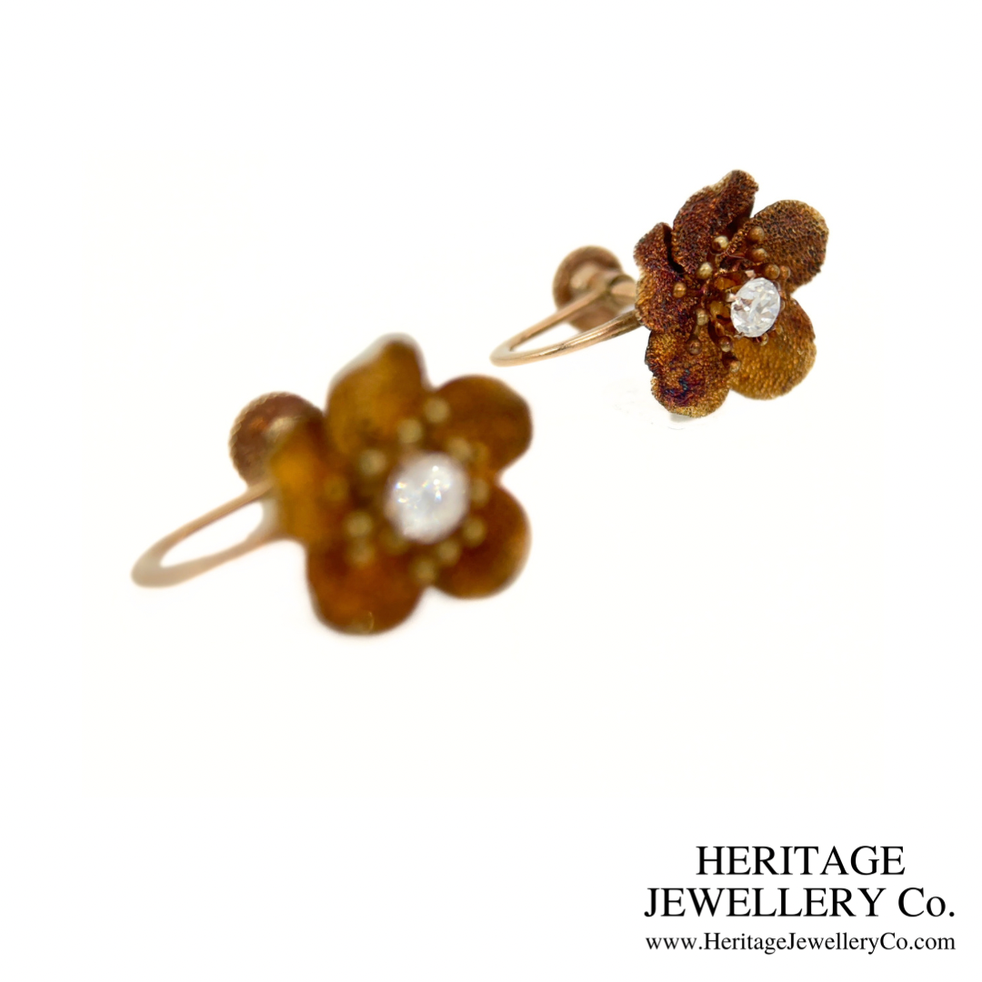 Victorian Diamond Flower Earclips