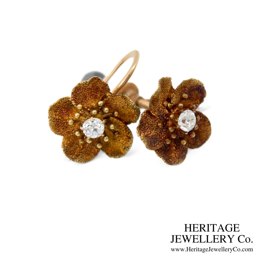 Victorian Diamond Flower Earclips