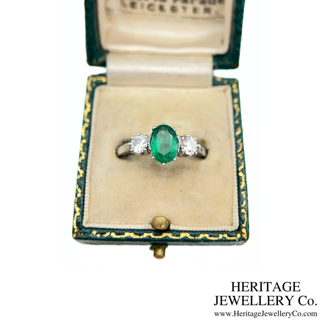 Emerald and Diamond 3-Stone Ring