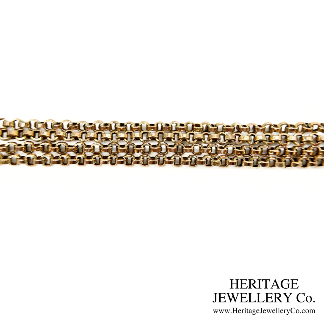 Antique Double Strand Long Guard Chain with T-bar