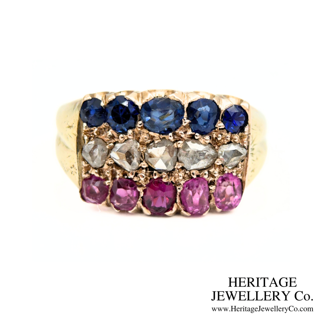 Victorian Ruby, Diamond and Sapphire Ring