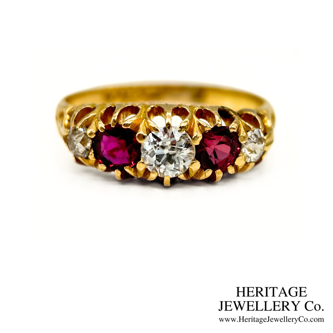 Victorian Ruby and Diamond 5-Stone Ring (c.1897)