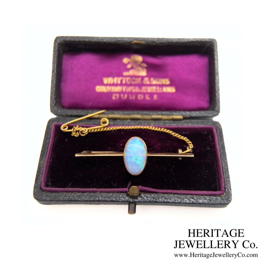 Antique Opal Bar Brooch (9ct Gold)
