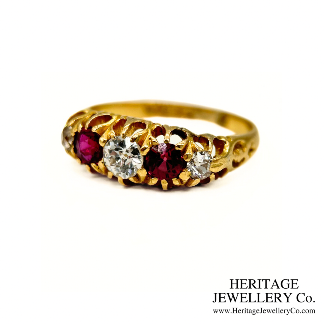 Victorian Ruby and Diamond 5-Stone Ring (c.1897)